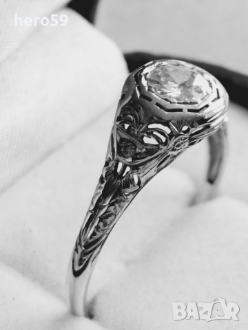 Златен пръстен 18к с Брилянт 0.8 карата(артдеко), снимка 9 - Пръстени - 44958165