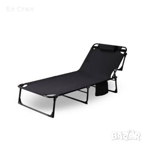 Сгъваемо къмпинг легло и градински шезлонг 2в1, с мек матрак и възглавница, снимка 5 - Градински мебели, декорация  - 53928153