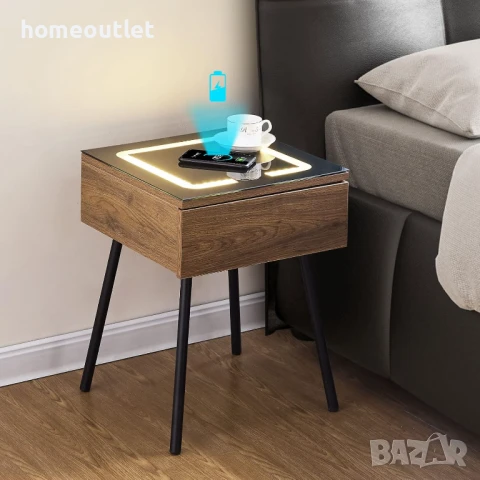 ПРОМОЦИЯ Многофункционално нощно шкафче със станция за зареждане CLIPOP C-B-ST-D0201BR, снимка 3 - Шкафове - 50770692