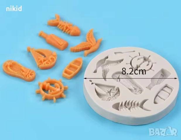 Чехъл лодка котва с рул рибена кост птица Морски силиконов молд форма фондан шоколад , снимка 2 - Форми - 51763625