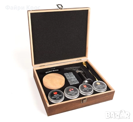 Комплект за опушване на уиски, дървена опушваща система, мини горелка, 4 аромата дървесни стърготини, снимка 3 - Подаръци за мъже - 54038116