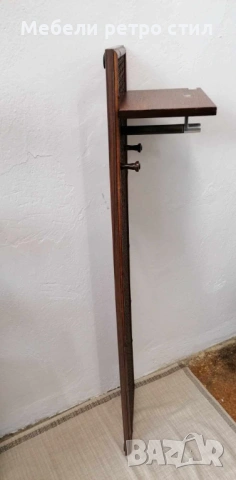 Стилна ретро стенна закачалка с рафт. Изработена от дърво с декоративен ратанов панел.  , снимка 3 - Закачалки - 53903581