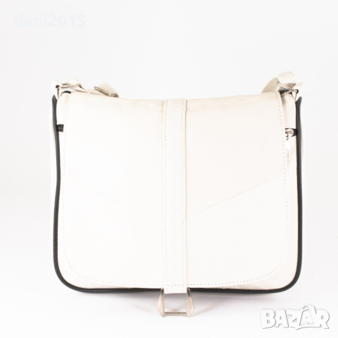 Черна стилна дамска чанта от естествена кожа с капак - Elis, снимка 4 - Чанти - 45005397