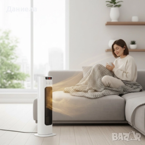 Вертикален керамичен отоплител с дистанционно и защита от прегряване, снимка 4 - Отоплителни печки - 52525868