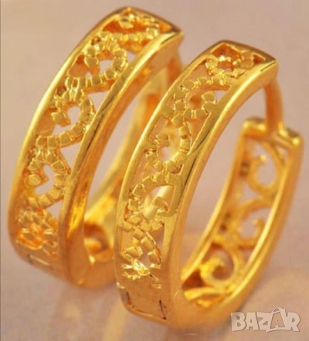 Фини ажурни обеци от стандартно жълто и бяло 14к попълнено злато 15 лв., снимка 2 - Обеци - 51776502