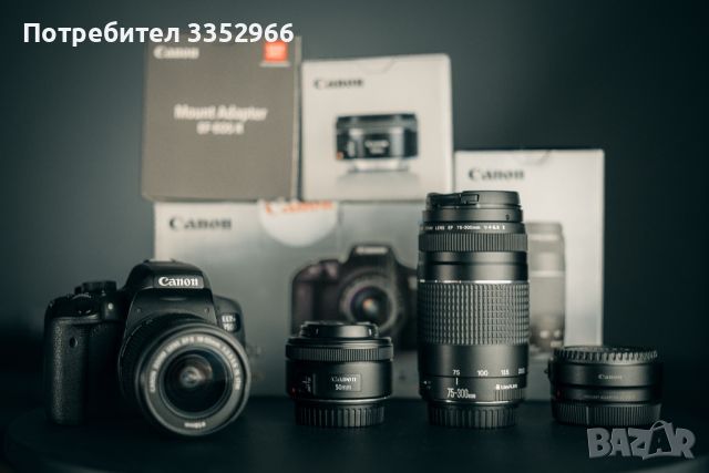 Canon 750D с 3 обектива , снимка 1 - Фотоапарати - 46293179