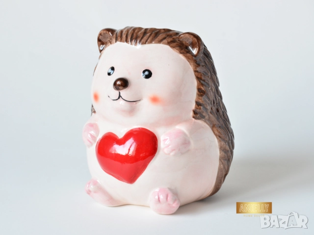 Керамична Саксия Таралеж със Сърце / Декоративна Кашпа за Растения / Подарък за Дете / Кашпа Ежко, снимка 2 - Декорация за дома - 52398832