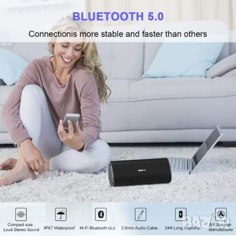 30w AY преносим Bluetooth високоговорител 30 W, водоустойчив високоговорител IPX7 с по-силен стерео , снимка 5 - Bluetooth тонколони - 48719456