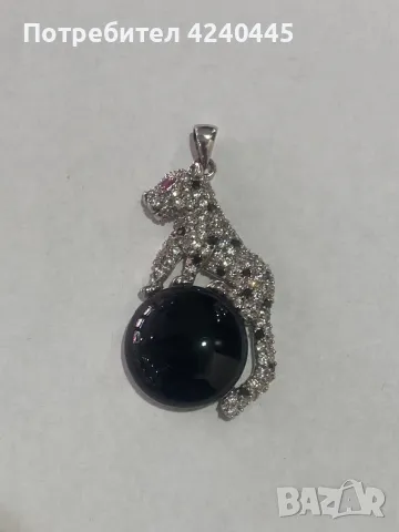 Сребърна висулка с циркони и оникс