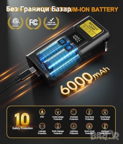 Нови LED велосипедни светлини 4000LM USB IP67 предна и задна лампа фар, снимка 3 - Части за велосипеди - 52774518