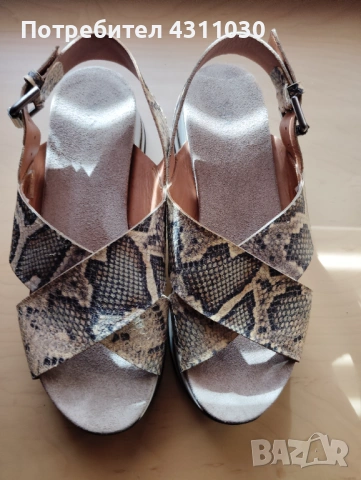 Дамски сандали змийски принт естествена кожа 41 номер, снимка 3 - Сандали - 53807886