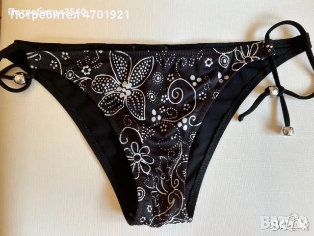 Черно долнище на бански с цветя, снимка 2 - Бански костюми - 53216023