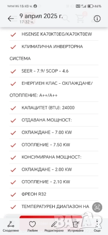 Hisense 24000 BTU Климатик, снимка 4 - Климатици - 51866562