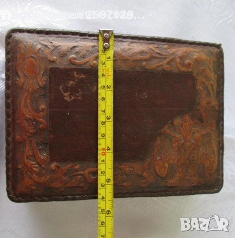 Стара ролетка 10 метра,  ролетка за мерене, кожа месинг маркировка, кутия кожа и дърво за цигари, снимка 15 - Антикварни и старинни предмети - 32607772