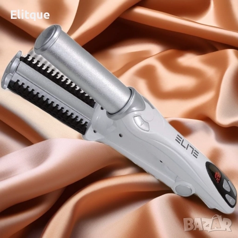 Преса за коса и къдрици ELITE HSB-0462 2 в 1 с мощност 40W. LCD дисплей, керамичен цилиндър, снимка 3 - Друга електроника - 52853936