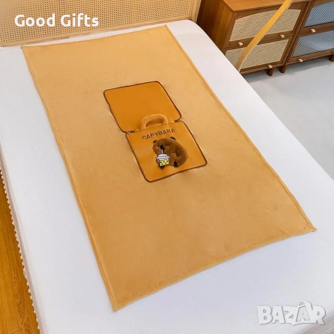 3в1 Плюшена играчка Капибара – възглавница, одеяло и чанта, снимка 5 - Плюшени играчки - 51512798