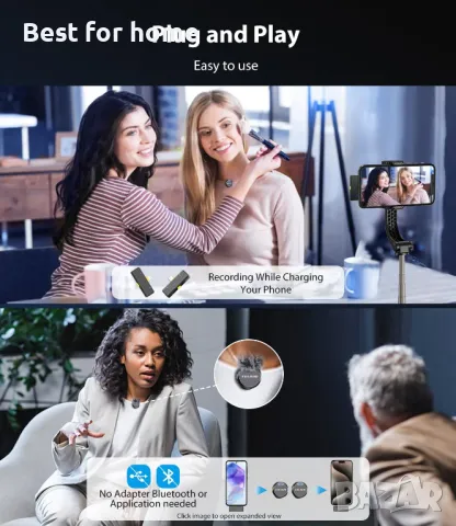  Два броя безжични микрофони с калъф за зареждане FULAIM , снимка 7 - Микрофони - 50056275