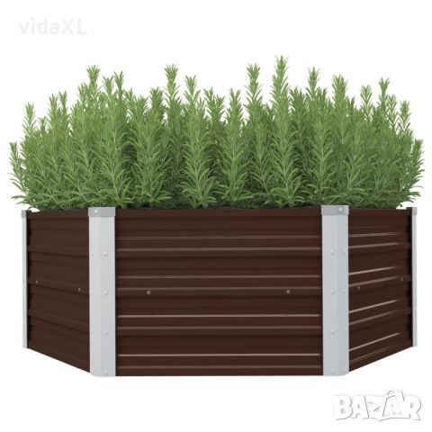 vidaXL Повдигната леха, кафява, 129x129x46 см, поцинкована стомана(SKU:45710, снимка 1 - Други - 46231331