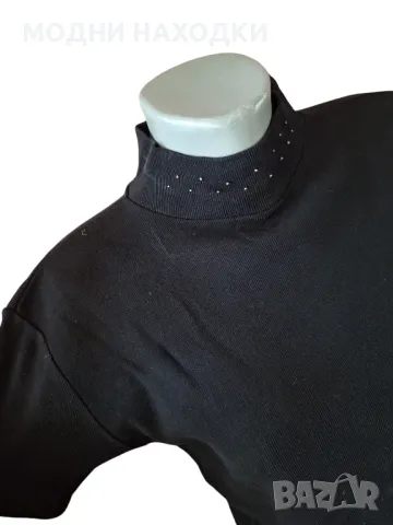 Черна блуза Поло Рипс(Имам и Цикламена), снимка 2 - Тениски - 49796614