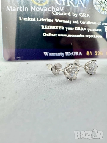 Сребърни обеци с мойсанит (Диамант) 0.5 карата, снимка 6 - Обеци - 53889248