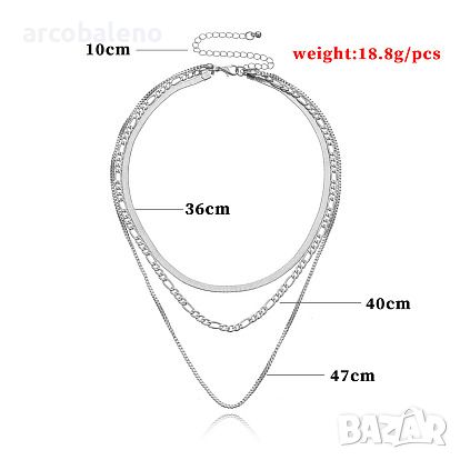 Модно пънк късо колие за жени - хип-хоп геометрична преувеличена многослойна верижка за врат, 2цвята, снимка 7 - Колиета, медальони, синджири - 45361177