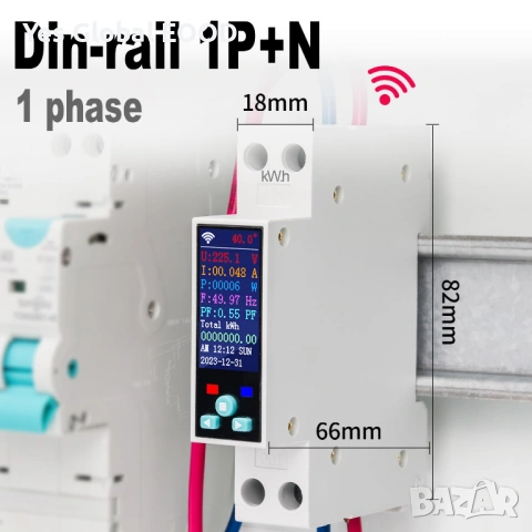 TONGOU ZigBee смарт прекъсвач DIN 1–50A с LCD и защита, снимка 3 - Друга електроника - 53371166