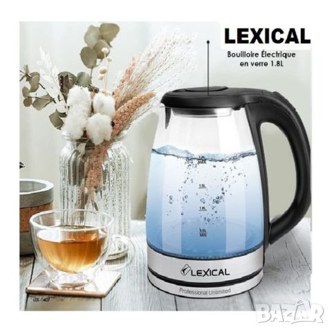 Електрическа стъклена кана за преваряване на  вода Lexical LEK-1407, снимка 1 - Кани - 45669832