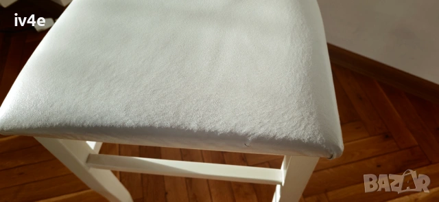 Бяла дървена трапезна маса, разтегателна 90/140(180)/75, със 6 стола, снимка 6 - Маси - 53111969