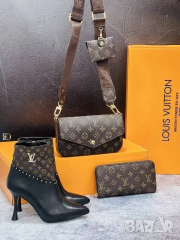 дамски комплект боти, чанта раница и портмоне louis vuitton , снимка 7 - Чанти - 48069752