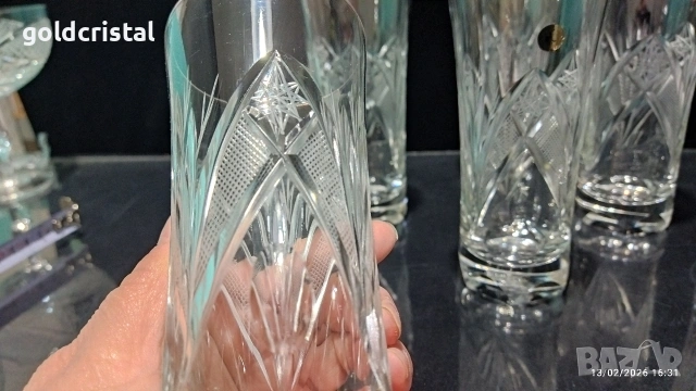 Кристални чаши Зорница , снимка 7 - Антикварни и старинни предмети - 44466067