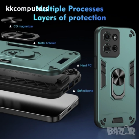 Motorola Moto G75 5G Удароустойчив Ring Holder Калъф и Протектор, снимка 3 - Калъфи, кейсове - 53234506