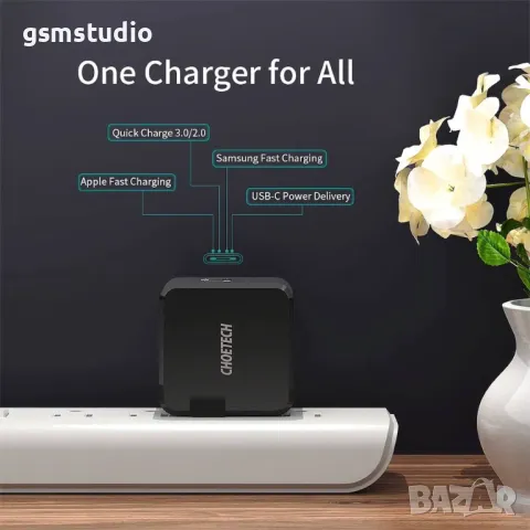 Choetech Wall Charger USB-C 30W PD - бързо зарядно за iPhone, Samsung, снимка 3 - Оригинални зарядни - 46872612