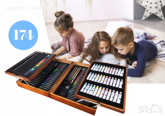 Професионален куфар за рисуване и живопис от дърво, 177 части за творчество MAALEO, снимка 12 - Ученически пособия, канцеларски материали - 52560877