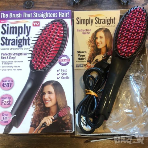 Четка за изправяне и изсушаване с LCD дисплей и 3D керамични цилиндри