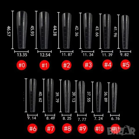 РАЗПРОДАЖБА! - Горни форми за полигел – издължена балерина – 120 бр., снимка 2 - Продукти за маникюр - 50469770