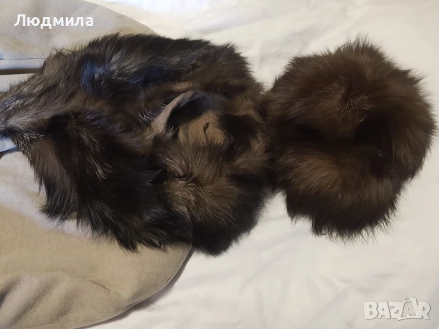Шапка и яка от лисица естествен косъм, снимка 3 - Шапки - 50961827
