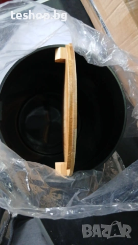 Кошче за боклук Relaxdays черно капак от бук, снимка 4 - Други - 53752441