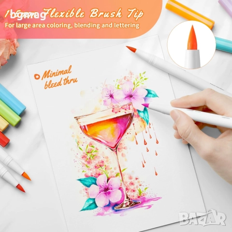 Ohuhu Marker Pens for Journal-маркери с два писеца тип "четка" и "тънкописец", комплект 40 цвята, на, снимка 9 - Ученически пособия, канцеларски материали - 52146742