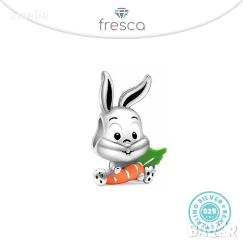 Талисман Fresca по модел тип Пандора сребро проба 925 Pandora Honey Bunny Charm. Колекция Amélie, снимка 1 - Гривни - 42392107