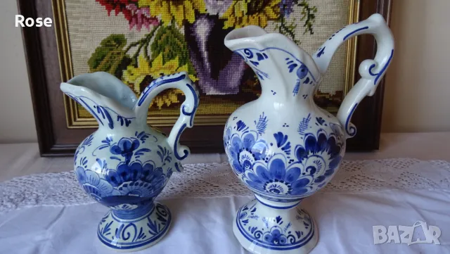 Кани- вази стил Арт Деко delft blue Нolland hand painted                                            , снимка 2 - Вази - 46987468