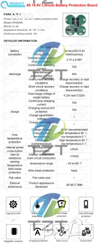 BMS защитен модул за Li-ion батерии 4S, 16.8V, 15A, снимка 4 - Друга електроника - 53997670