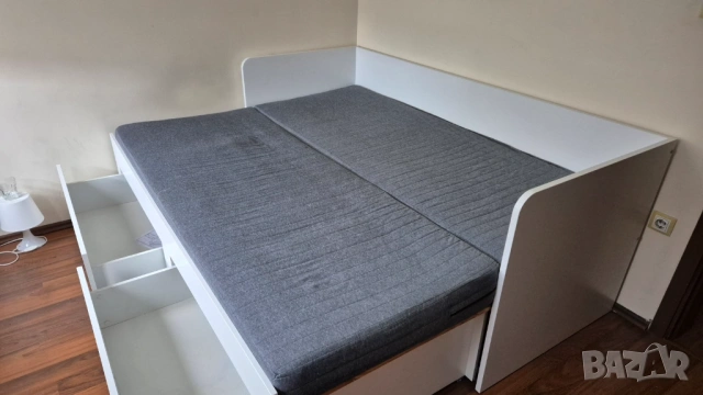 РАЗТЕГАЕМО ЛЕГЛО С 2-ДВОЕН МАТРАК БЕРГЕН 2 Х 80/200 СМ, снимка 4 - Спални и легла - 53303027