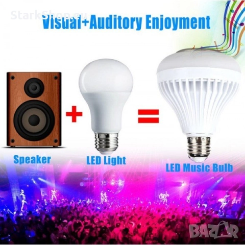 Топ хит Диско Блутуд Bluetooth колона крушка цвят музика лед RGB, снимка 5 - Крушки - 52546524