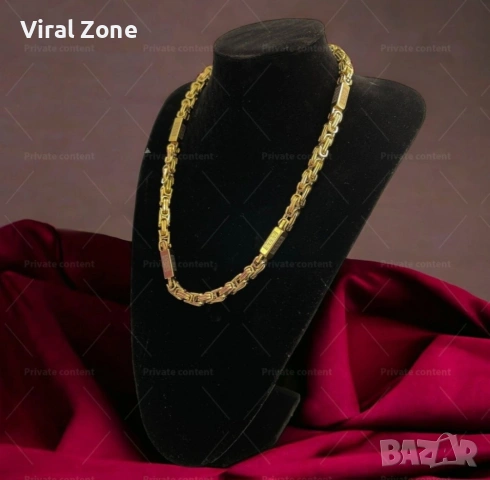 Изтънчен мъжки стил ланец от медицинска стомана I c e b e r g със златисто покритие