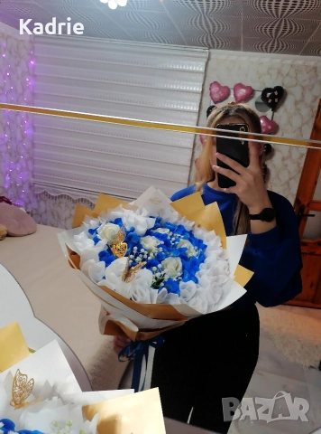 Вечен букет от 35 рози , снимка 2 - Изкуствени цветя - 52860982