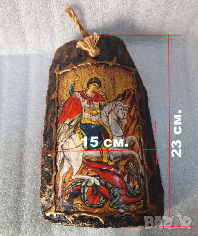"Свети Георги", ръчно изработена икона върху стара керемида , снимка 2 - Икони - 45009458