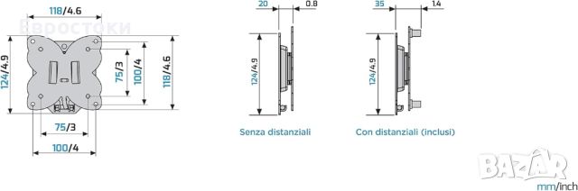 Meliconi Slimstyle Plus 100 S Ултра-тънка фиксирана стойка за стена за телевизор, снимка 5 - Стойки, 3D очила, аксесоари - 46010765