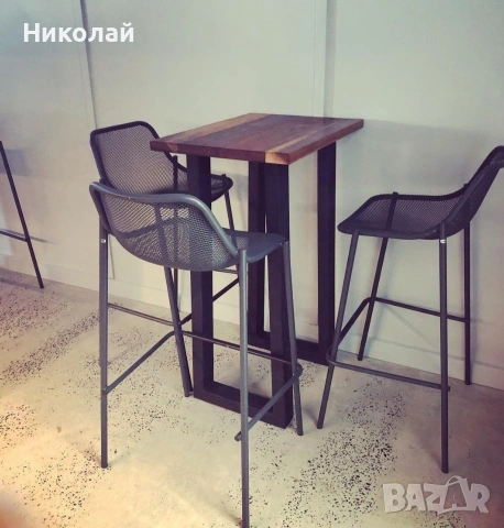 бар маса от масив и желязо , снимка 13 - Маси - 53556156