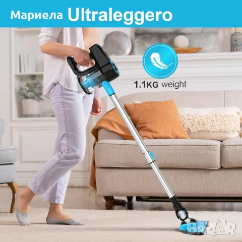 Нова олекотена безкабелна прахосмукачка 1.1кг YISORA N3 Синя , Права прахосмукачка, снимка 2 - Прахосмукачки - 50909644