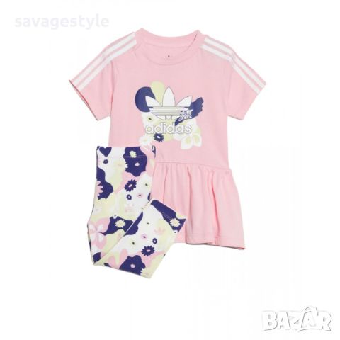 ADIDAS Originals Flower Print Dress And Tights Set Pink/Multi, снимка 1 - Детски комплекти - 46746275